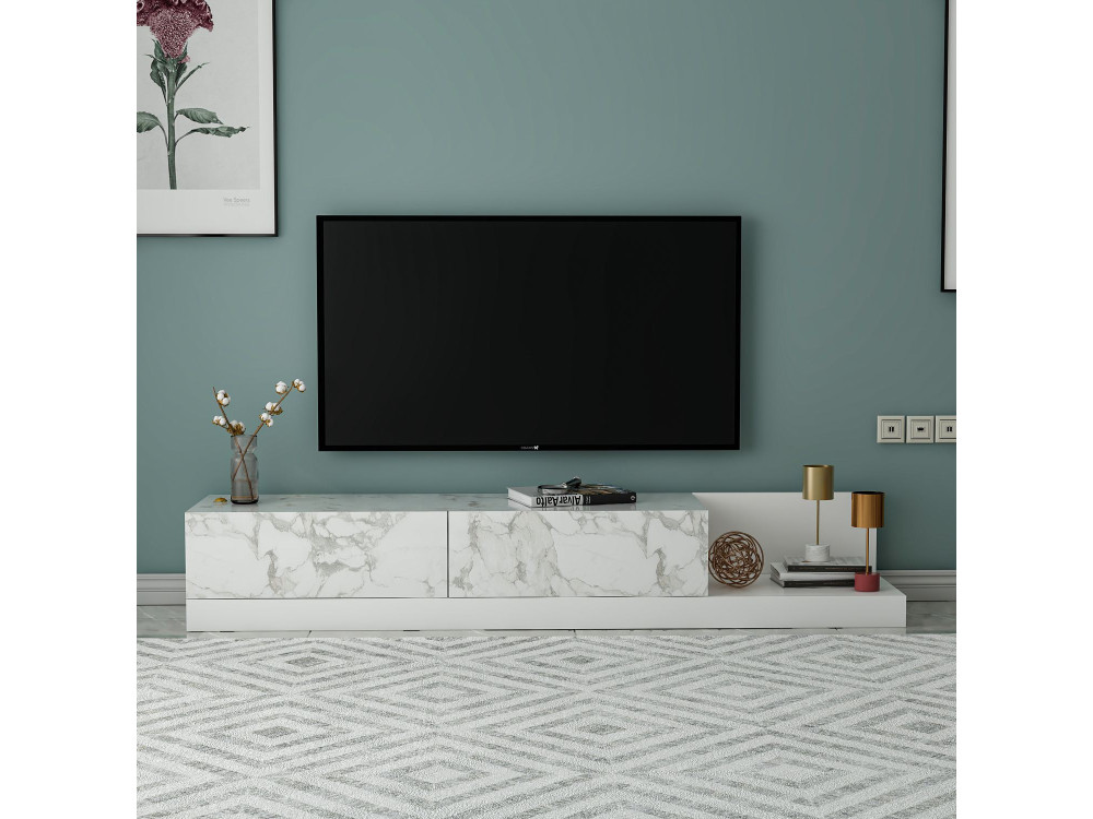 "Major" Wooden TV Stand - 180 x 37 x 30 cm - White