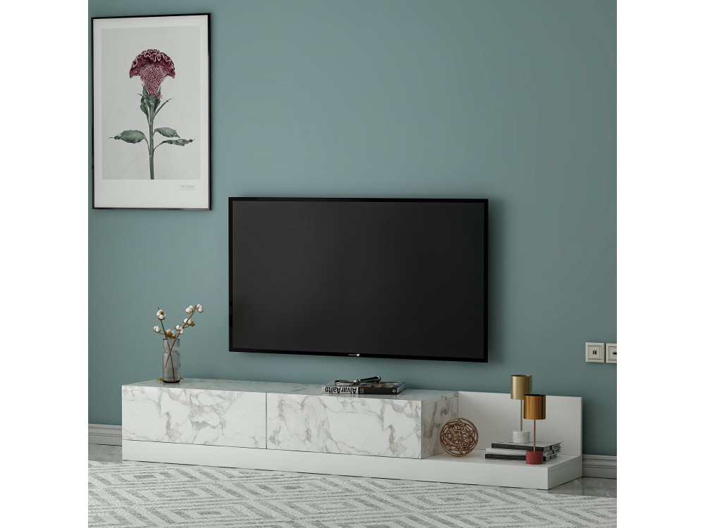 "Major" Wooden TV Stand - 180 x 37 x 30 cm - White