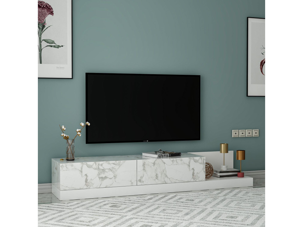 "Major" Wooden TV Stand - 180 x 37 x 30 cm - White