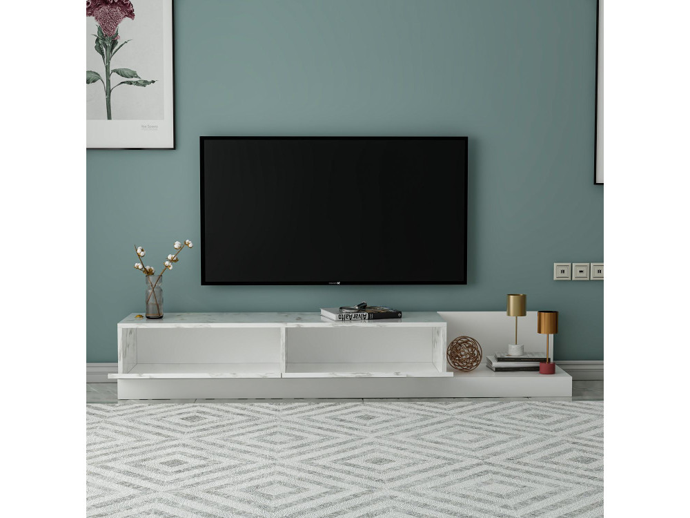 "Major" Wooden TV Stand - 180 x 37 x 30 cm - White