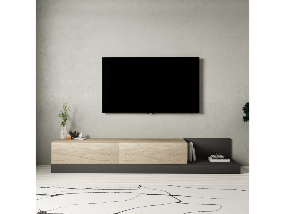 "Major" Wooden TV Stand - 180 x 37 x 30 cm - Beige