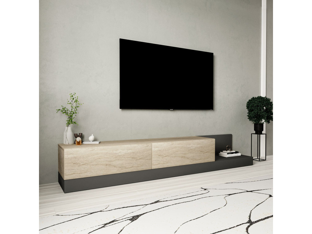 "Major" Wooden TV Stand - 180 x 37 x 30 cm - Beige