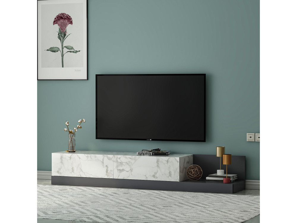 "Major" Wooden TV Stand - 180 x 37 x 30 cm - Gray