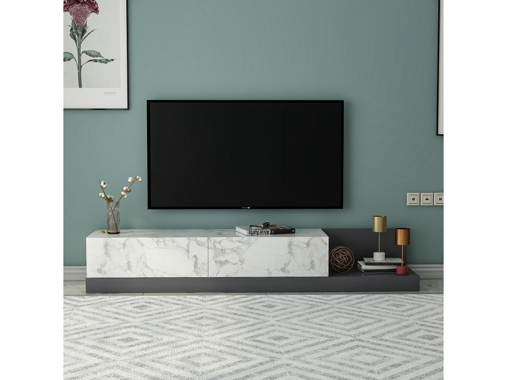 "Major" Wooden TV Stand - 180 x 37 x 30 cm - Gray