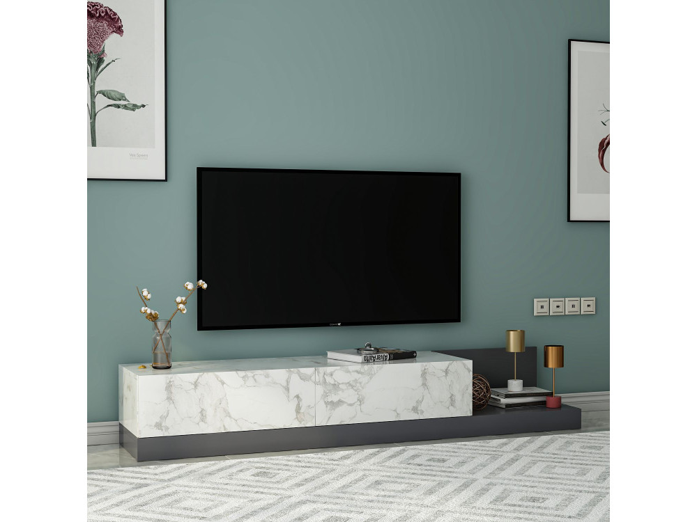 "Major" Wooden TV Stand - 180 x 37 x 30 cm - Gray