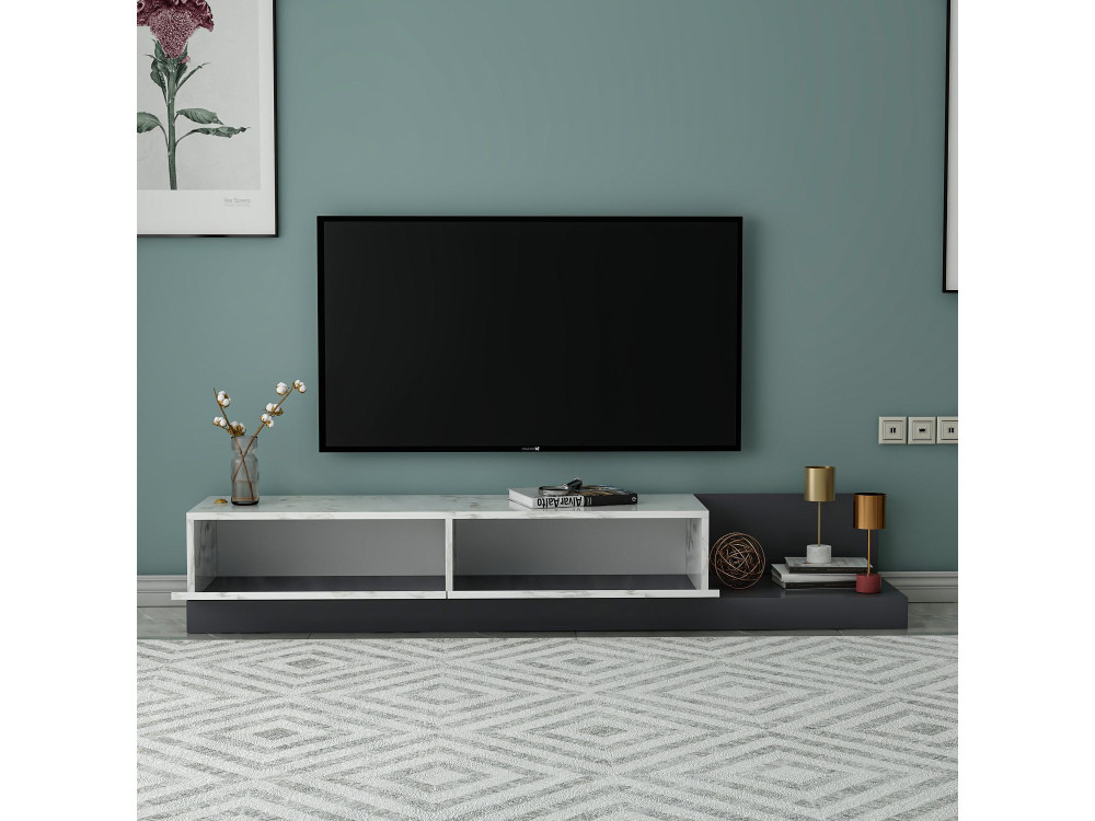 "Major" Wooden TV Stand - 180 x 37 x 30 cm - Gray