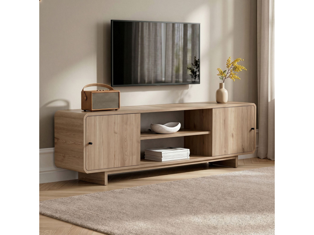"Mirel" Wooden TV Stand - 180 x 34 x 52 cm - Oak