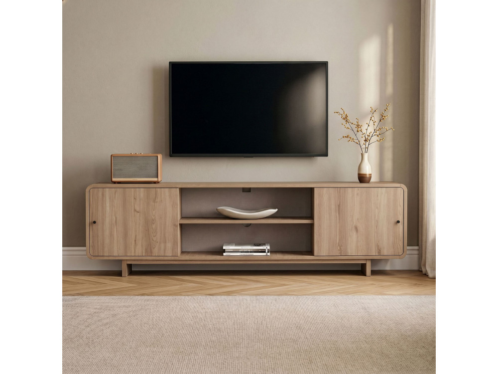 "Mirel" Wooden TV Stand - 180 x 34 x 52 cm - Oak