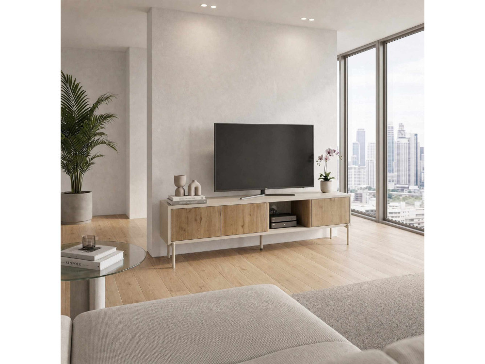 "VENTRO" Wooden TV Stand - 150 x 36 x 40 cm - Beige