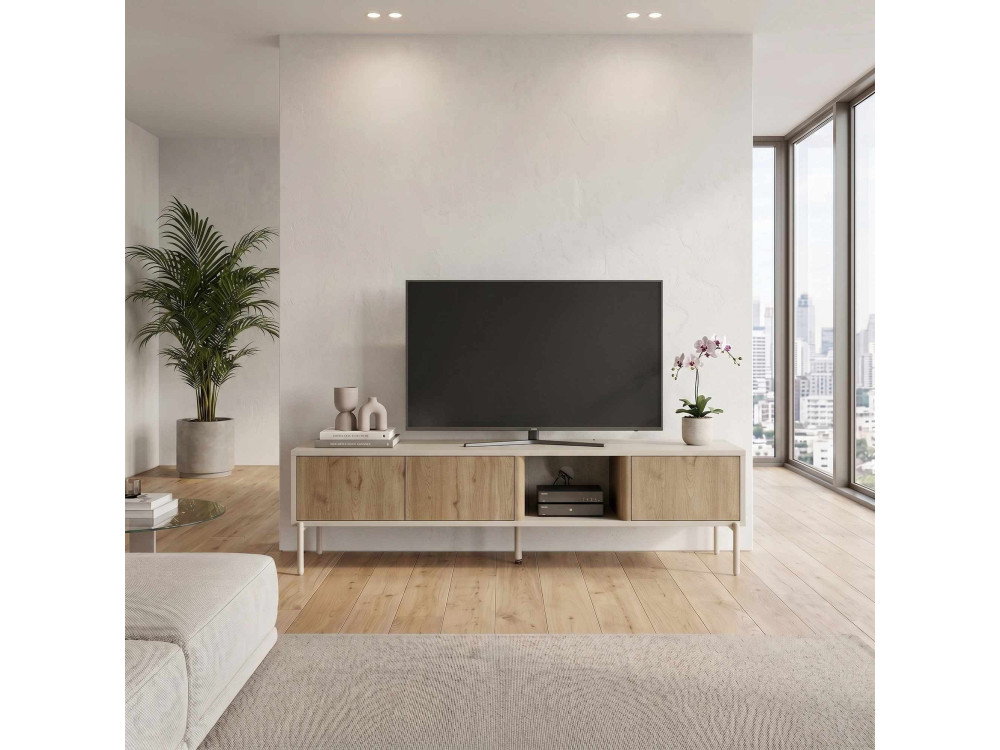 "VENTRO" Wooden TV Stand - 150 x 36 x 40 cm - Beige