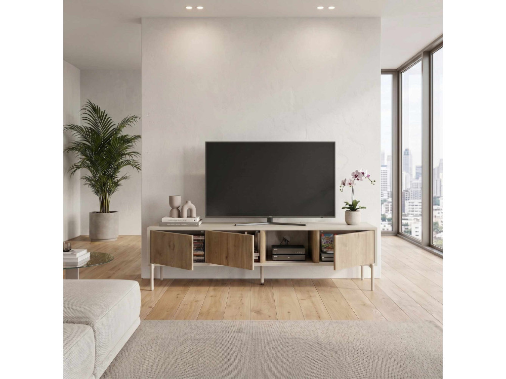 "VENTRO" Wooden TV Stand - 150 x 36 x 40 cm - Beige