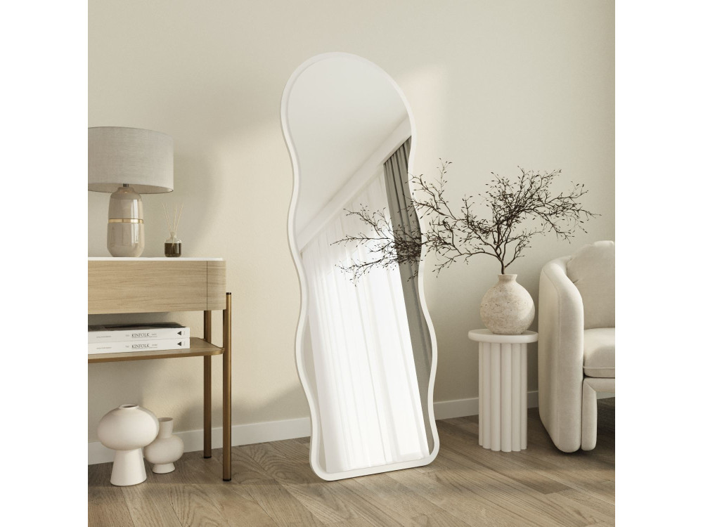 "Asial" Wooden Floor Mirror - 50 x 2 x 160 cm - White
