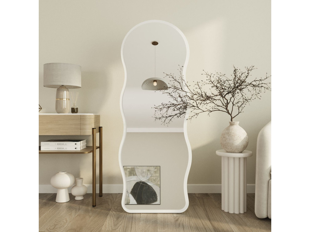 "Asial" Wooden Floor Mirror - 50 x 2 x 160 cm - White