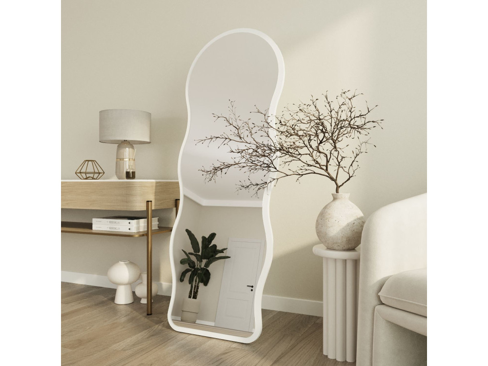 "Asial" Wooden Floor Mirror - 50 x 2 x 160 cm - White