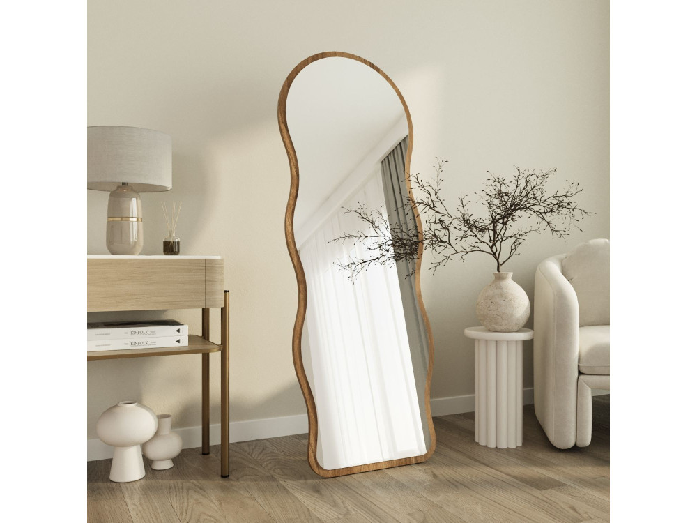 "Asial" Wooden Floor Mirror - 50 x 2 x 160 cm - Walnut