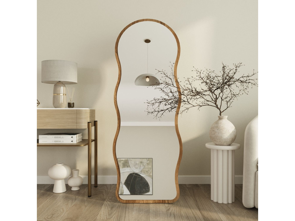 "Asial" Wooden Floor Mirror - 50 x 2 x 160 cm - Walnut