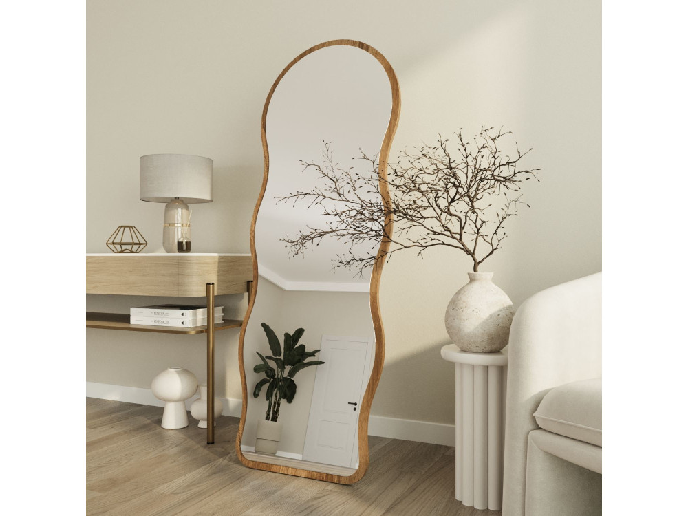 "Asial" Wooden Floor Mirror - 50 x 2 x 160 cm - Walnut