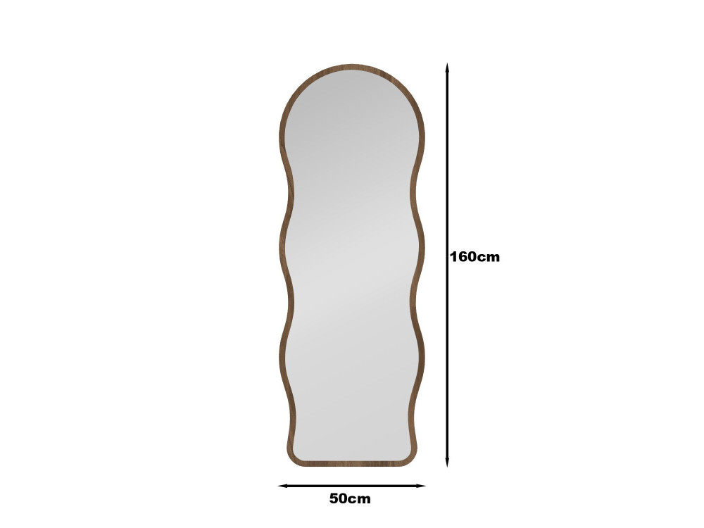 "Asial" Wooden Floor Mirror - 50 x 2 x 160 cm - Walnut