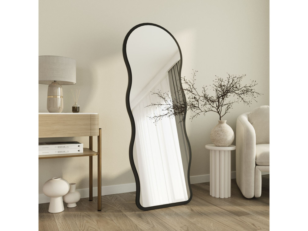 "Asial" Wooden Floor Mirror - 50 x 2 x 160 cm - Black