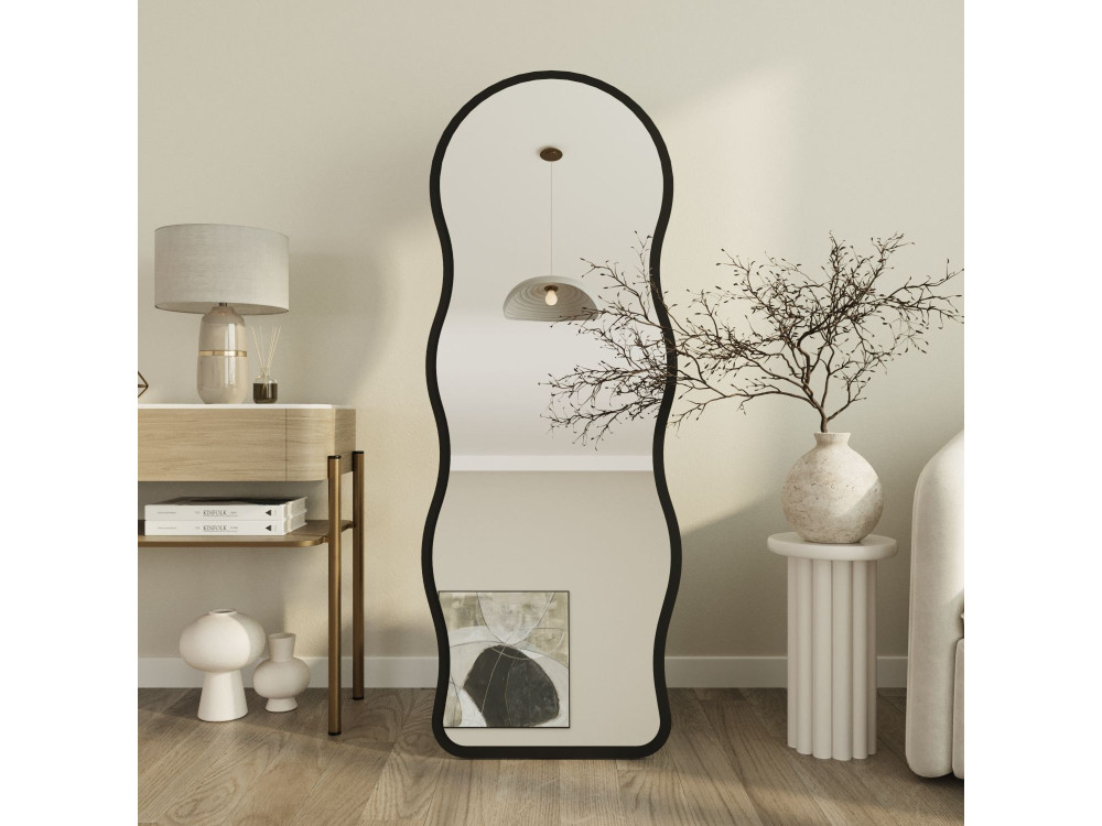 "Asial" Wooden Floor Mirror - 50 x 2 x 160 cm - Black