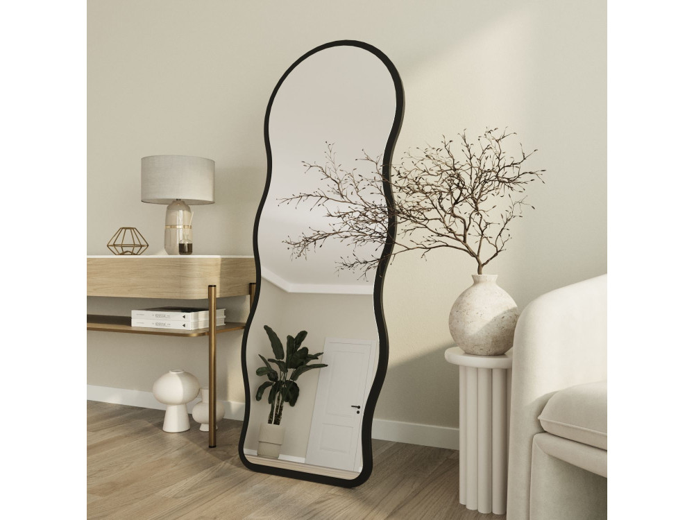 "Asial" Wooden Floor Mirror - 50 x 2 x 160 cm - Black