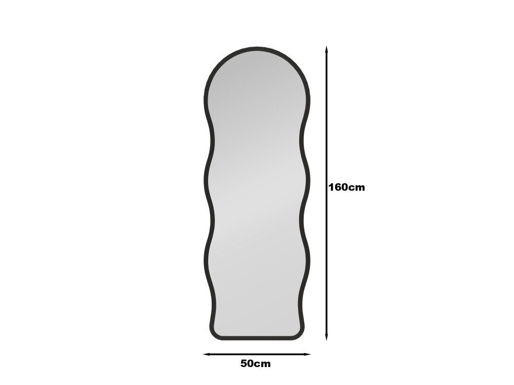 "Asial" Wooden Floor Mirror - 50 x 2 x 160 cm - Black