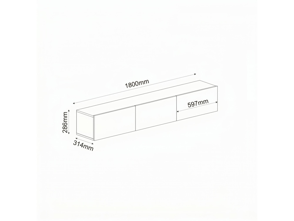 "Ada" Wooden TV Stand - 180 x 31 x 29 cm - Anthracite