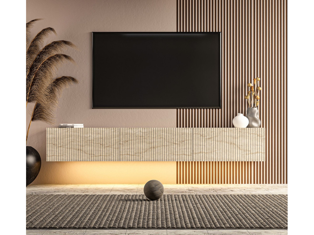 "Ada" Wooden TV Stand - 180 x 31 x 29 cm - Travertine