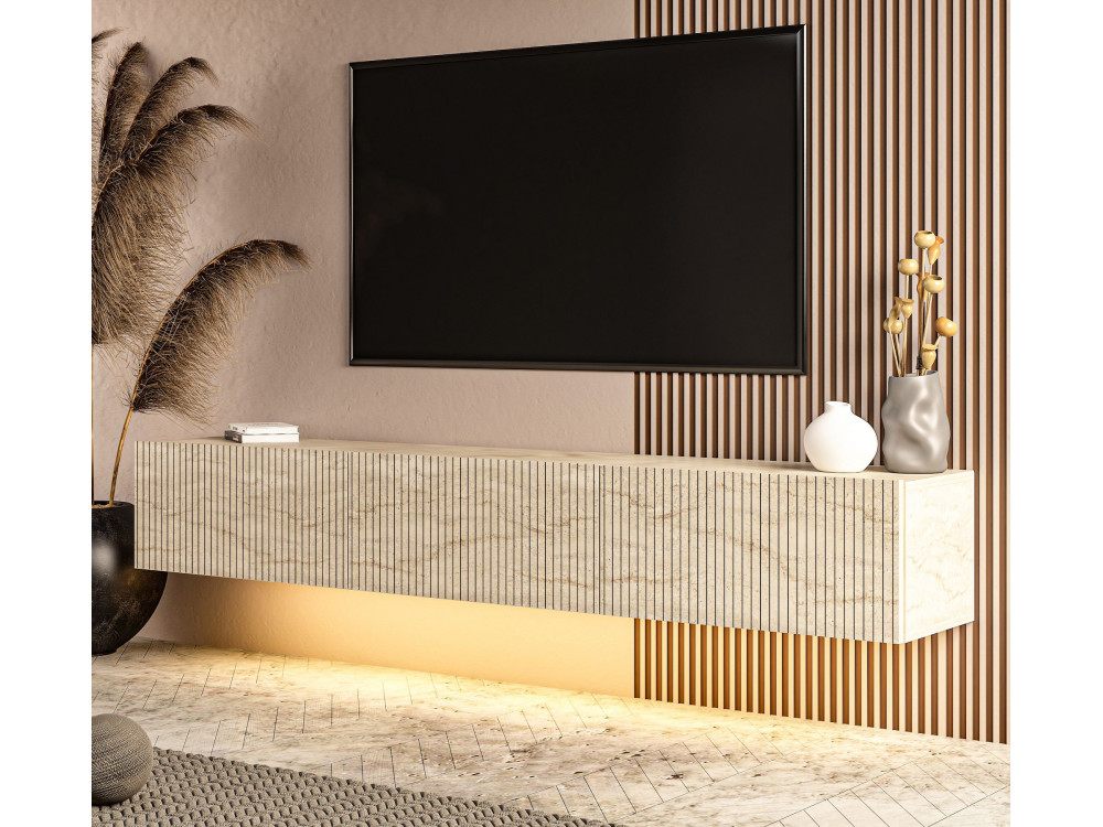 "Ada" Wooden TV Stand - 180 x 31 x 29 cm - Travertine