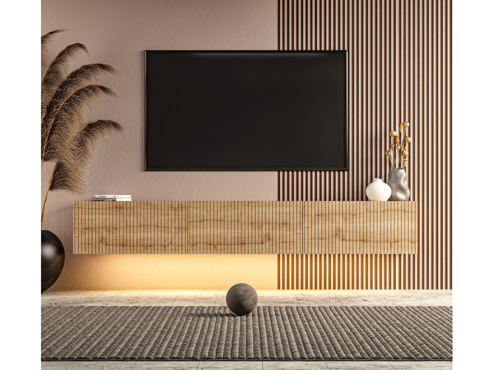 "Ada" Wooden TV Stand - 180 x 31 x 29 cm - Oak