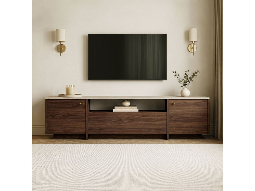 "Alvar" Wooden TV Stand - 180 x 35 x 46 cm - Travertine