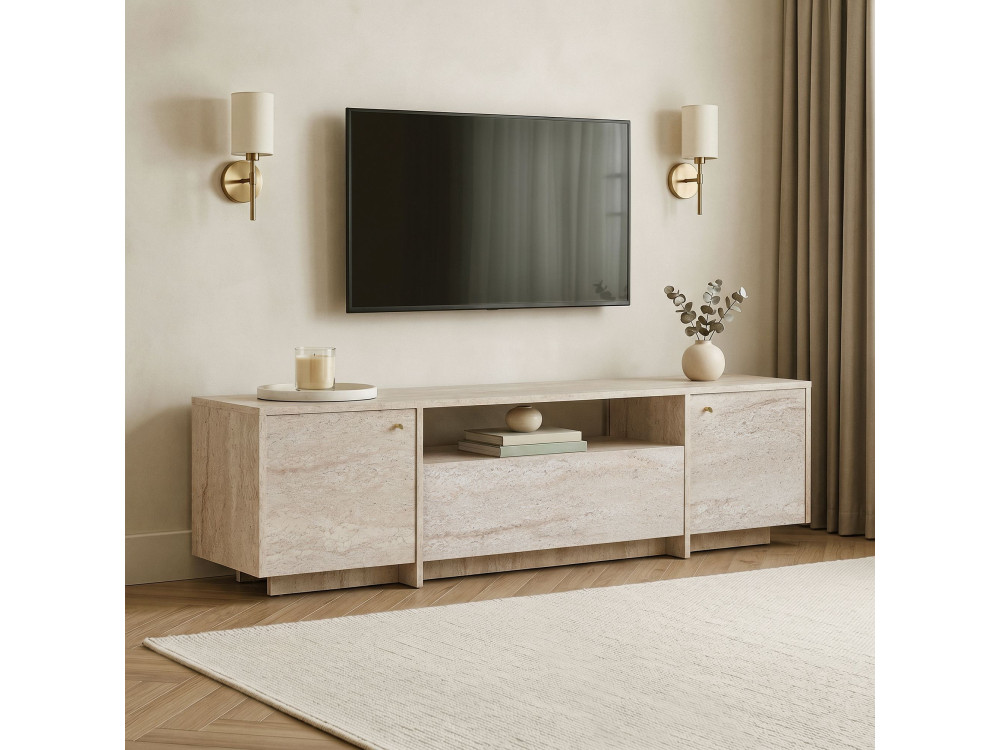 "Alvar" Wooden TV Stand - 180 x 35 x 46 cm - Beige