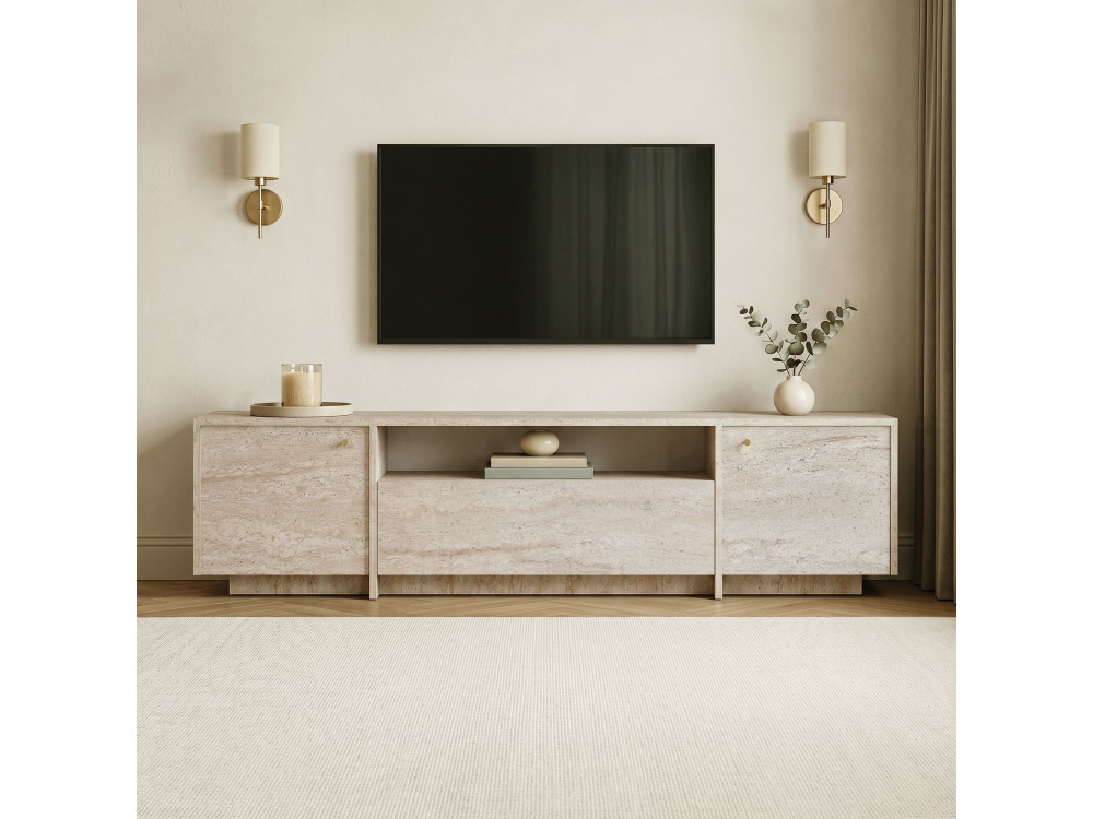 "Alvar" Wooden TV Stand - 180 x 35 x 46 cm - Beige