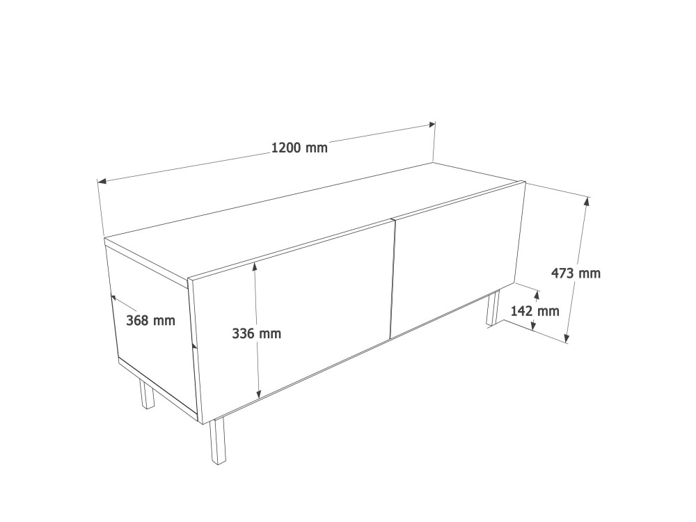 "Coast" Wooden TV Stand - 120 x 47.3 x 36.8 cm - Sand