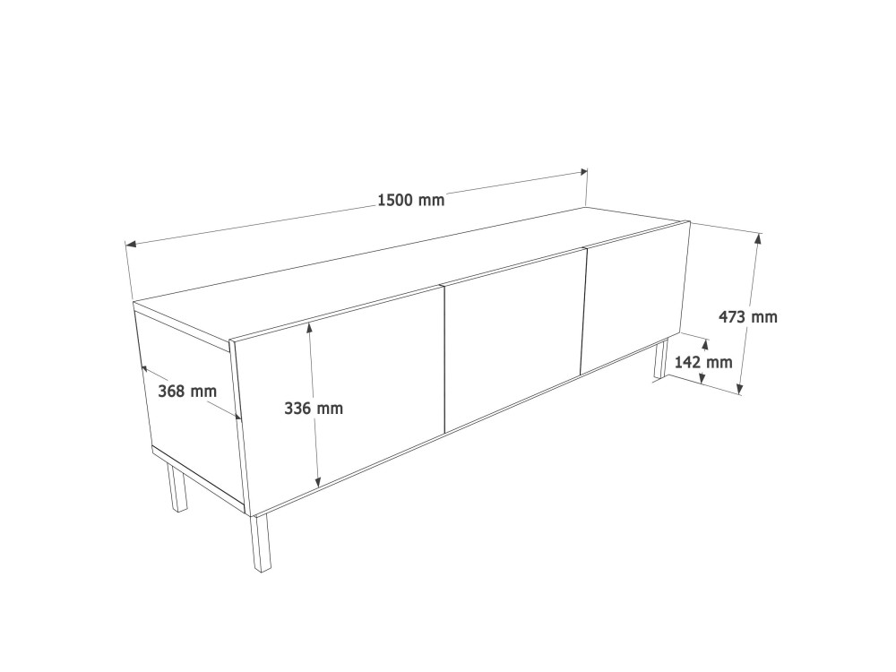 "Coast" Wooden TV Stand - 150 x 37 x 48 cm - Beige