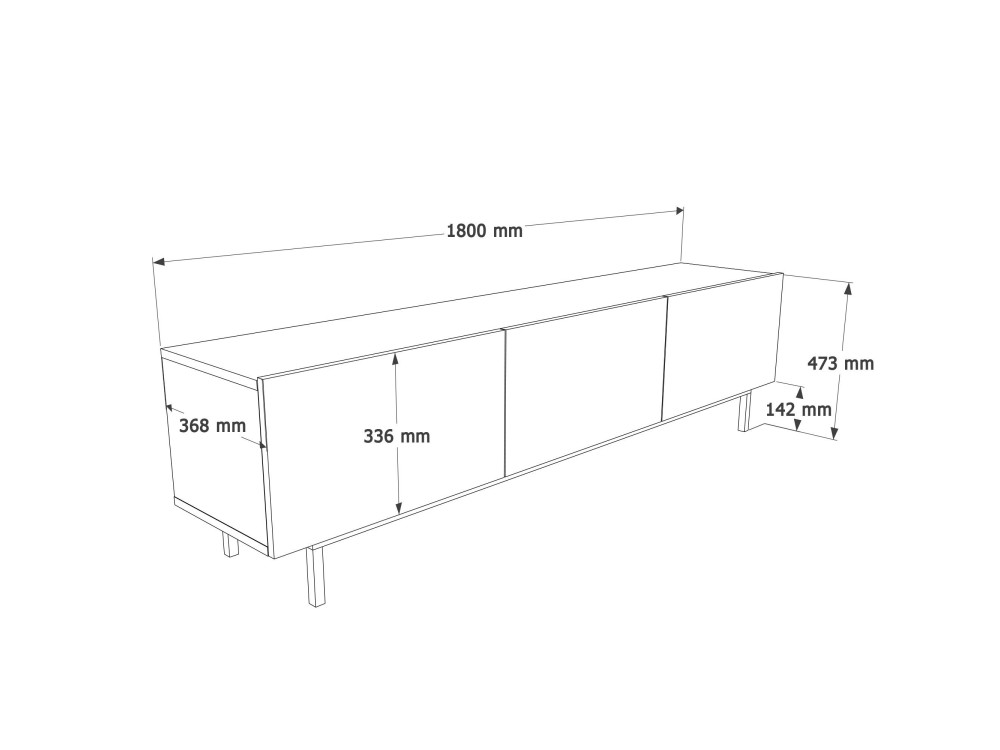 "Coast" Wooden TV Stand - 180 x 37 x 47 cm - Beige