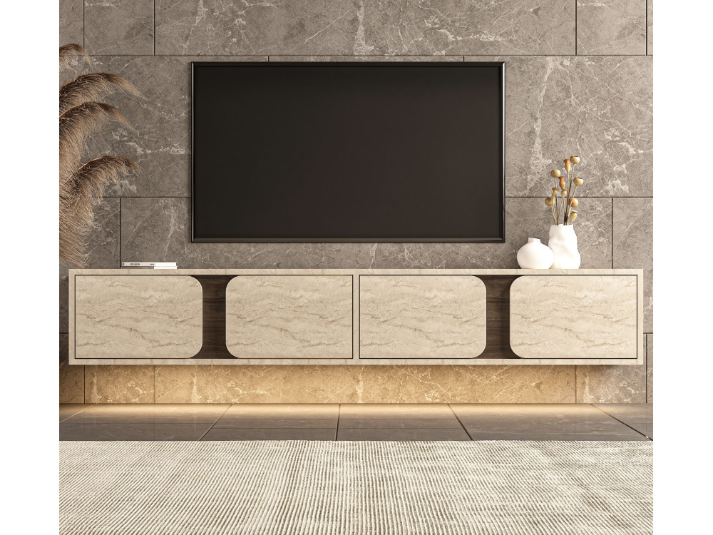 "Helen" Wooden TV Stand - 180 x 30 x 30 cm - Travertine