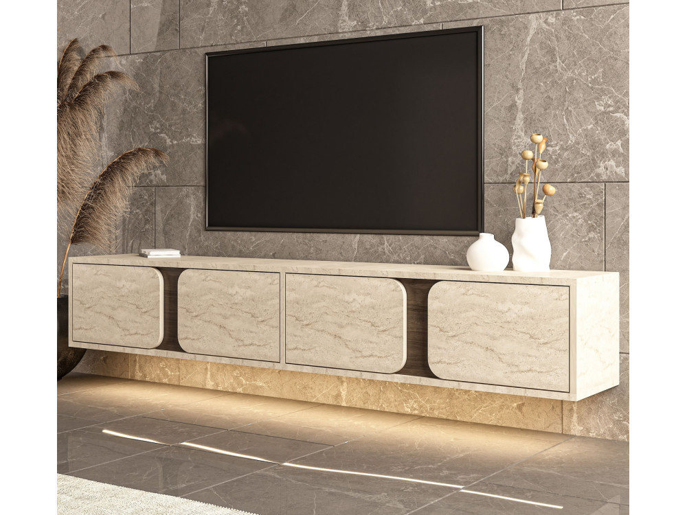 "Helen" Wooden TV Stand - 180 x 30 x 30 cm - Travertine