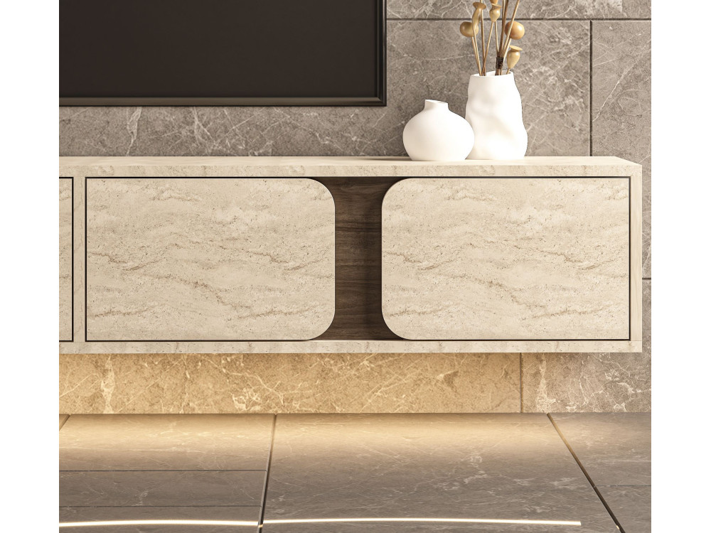 "Helen" Wooden TV Stand - 180 x 30 x 30 cm - Travertine