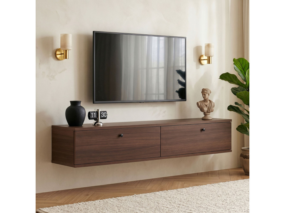 "Ligne 140" Wooden TV Stand - 140 x 25 x 25 cm - Walnut