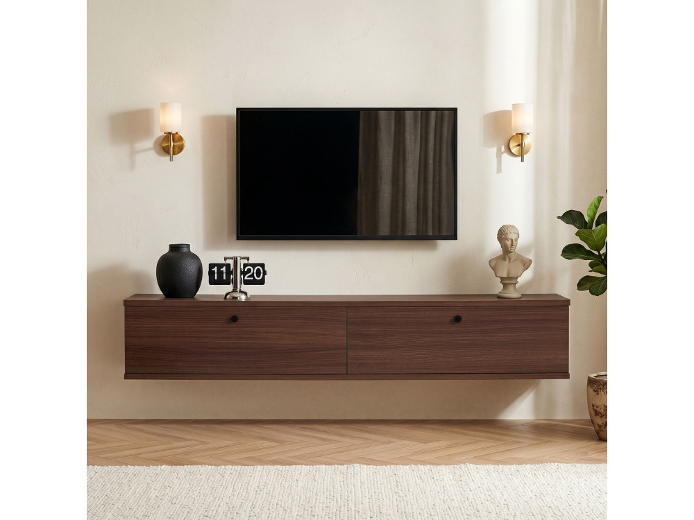 "Ligne 140" Wooden TV Stand - 140 x 25 x 25 cm - Walnut