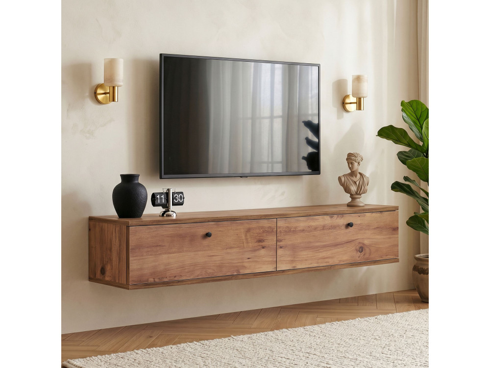"Ligne 140" Wooden TV Stand - 140 x 25 x 25 cm - Brown