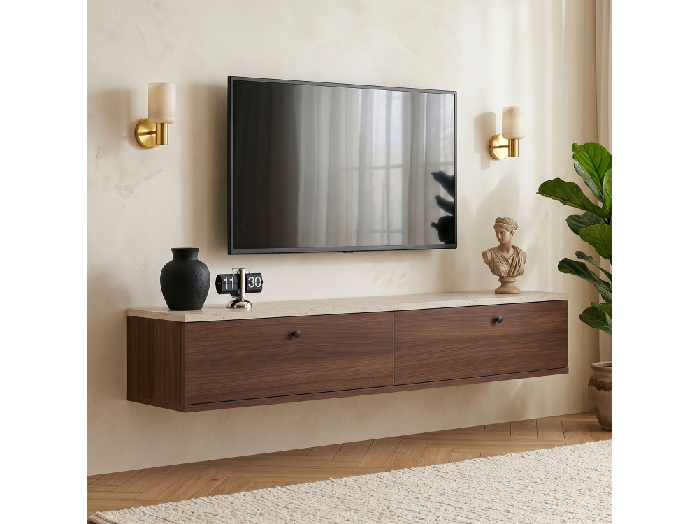 "Ligne 140" Wooden TV Stand - 140 x 25 x 25 cm - Brown