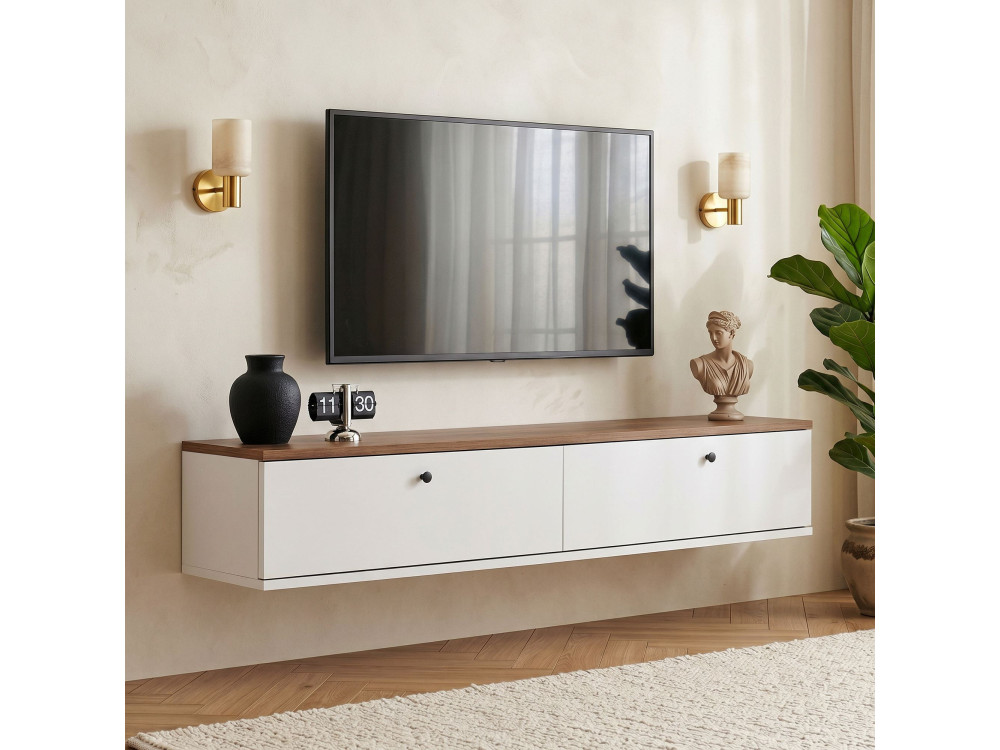 "Ligne 140" Wooden TV Stand - 140 x 25 x 25 cm - White