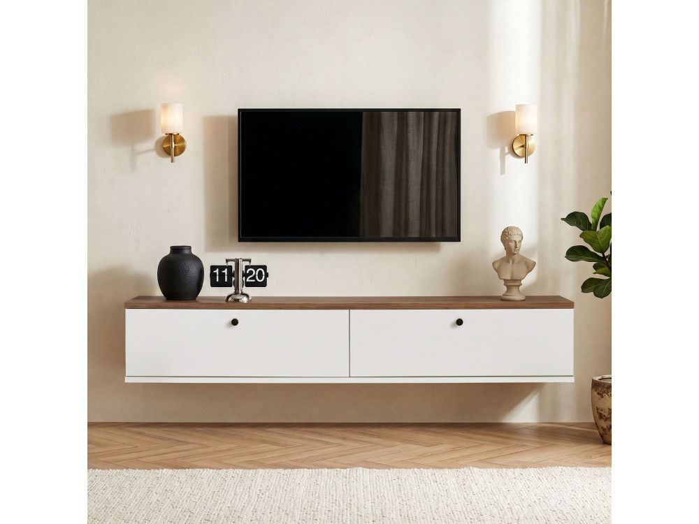 "Ligne 140" Wooden TV Stand - 140 x 25 x 25 cm - White