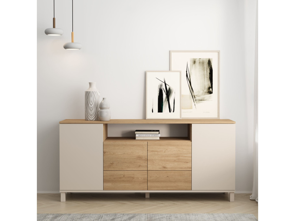 "Mood" Wooden Console Table - 180 x 44 x 82 cm - Beige