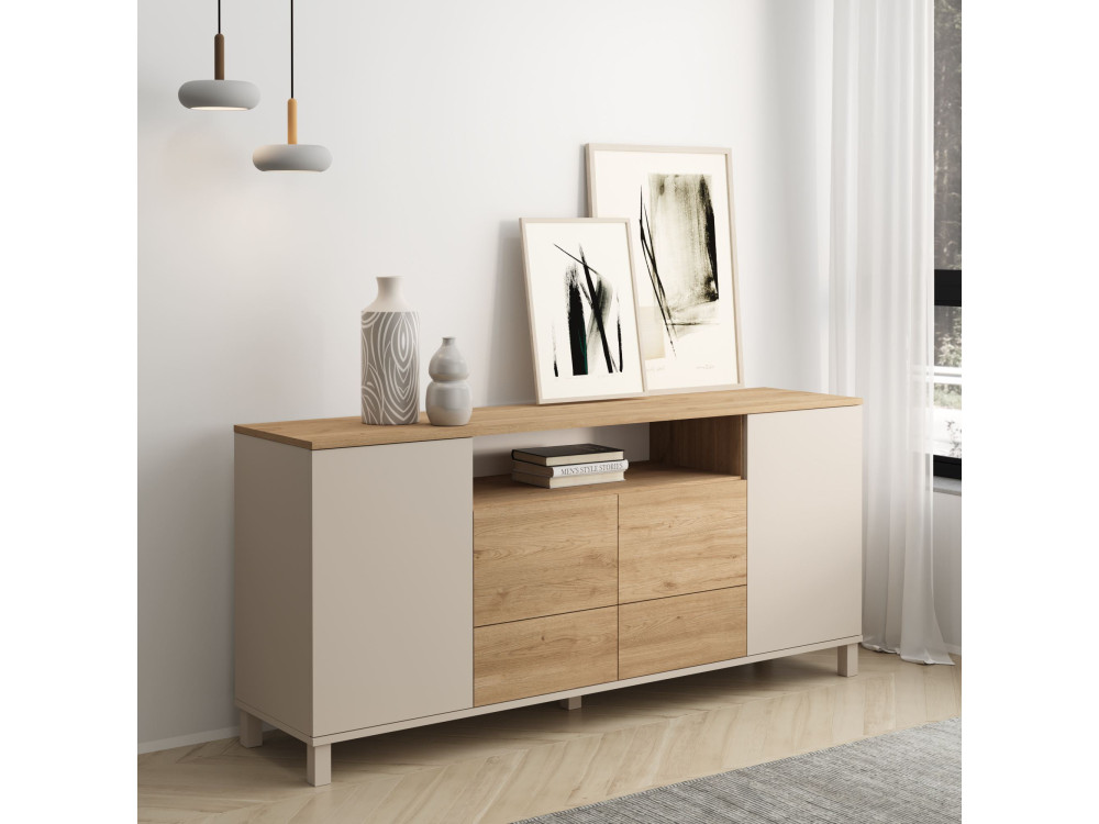 "Mood" Wooden Console Table - 180 x 44 x 82 cm - Beige