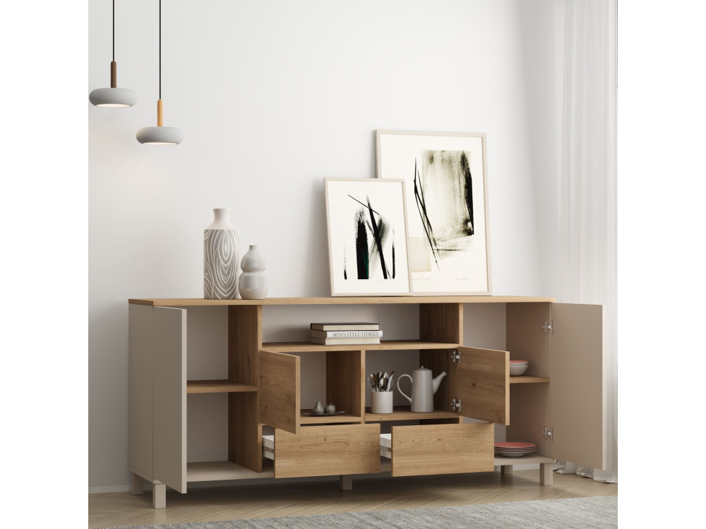 "Mood" Wooden Console Table - 180 x 44 x 82 cm - Beige