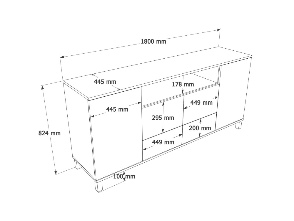 "Mood" Wooden Console Table - 180 x 44 x 82 cm - Beige