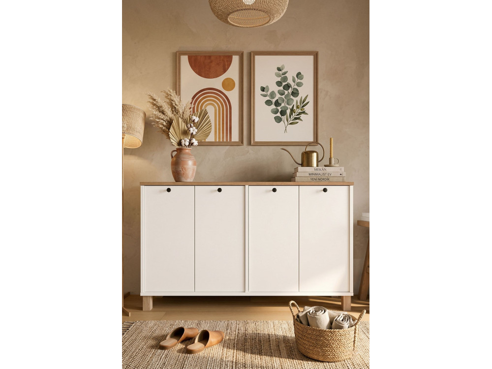 "Nord" Wooden Console Table - 120 x 29 x 74 cm - White
